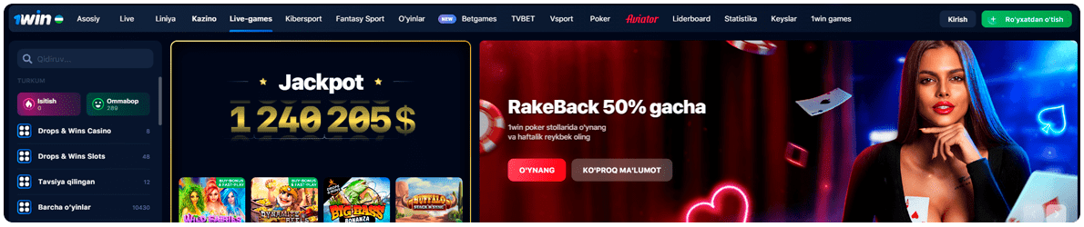 1win jonli casino