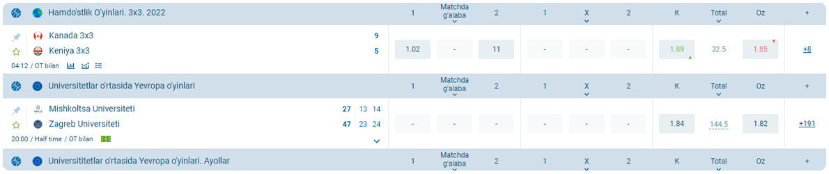 1xbet jonli tikish