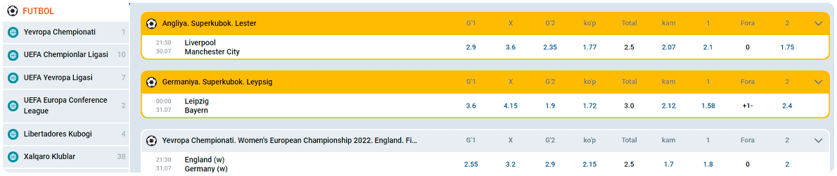 mostbet futbol tikish