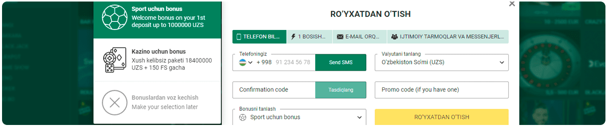 betwinnerni bukmekerda ro'yxatdan o'tkazish